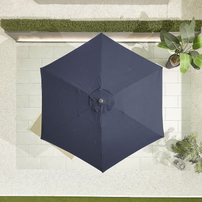 Antigua 3.0m Round Aluminium Traditional Parasol - Navy Canopy and Grey Frame