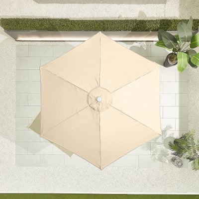 Antigua 3.0m Round Aluminium Traditional Parasol - Beige Canopy and White Frame