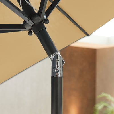 Antigua 3.0m Round Aluminium Traditional Parasol - Beige Canopy and Grey Frame