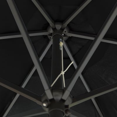 Antigua 2.7m Round Aluminium Traditional Parasol - Black Canopy and Grey Frame