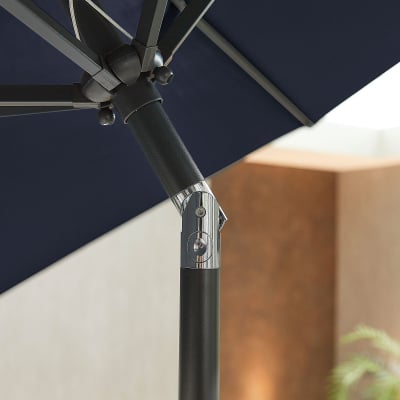 Antigua 3.0m Round Aluminium Traditional Parasol - Navy Canopy and Grey Frame