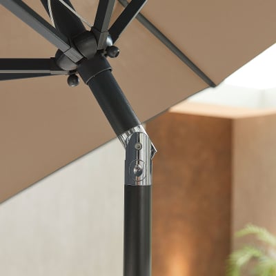 Antigua 2.7m Round Aluminium Traditional Parasol - Taupe Canopy and Grey Frame