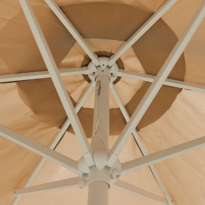 Antigua 3.0m Round Aluminium Traditional Parasol - Beige Canopy and White Frame