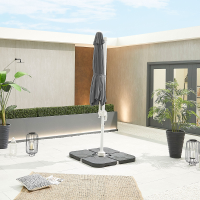 Apollo 3.0m Round Aluminium Cantilever Parasol - Grey Canopy and White Frame