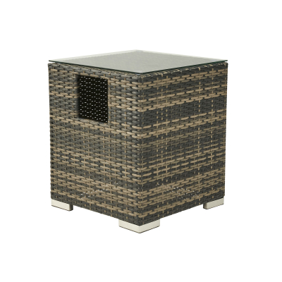 Chelsea Rattan Square Gas Bottle Cover Side Table in Brown Rattan