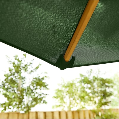 Dominica 2.0m Round Wooden Traditional Parasol - Green Canopy