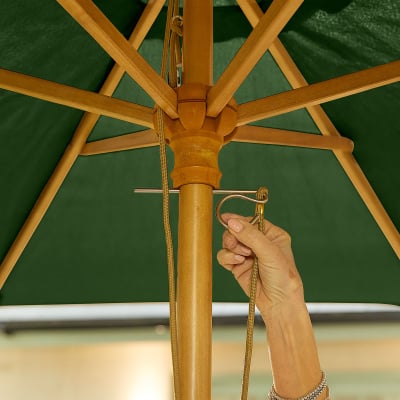 Dominica 2.0m Round Wooden Traditional Parasol - Green Canopy