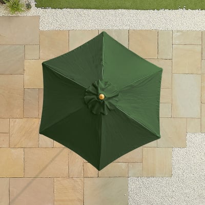 Dominica 2.0m Round Wooden Traditional Parasol - Green Canopy