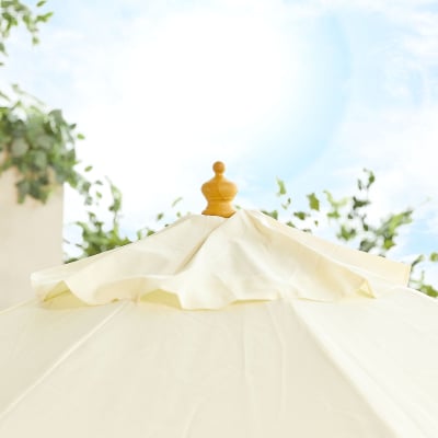 Dominica 3.0m Round Wooden Traditional Parasol - Natural Canopy and No Base Included