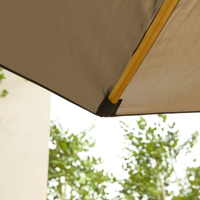 Dominica 3.0m Round Wooden Traditional Parasol - Taupe Canopy and No Base Included