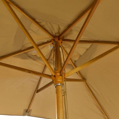 Dominica Deluxe 3.0m x 2.0m Rectangular Wooden Traditional Parasol - Taupe Canopy