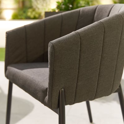 Edge 6 Seat All Weather Fabric Aluminium Dining Set - Oval Table in Charcoal Grey