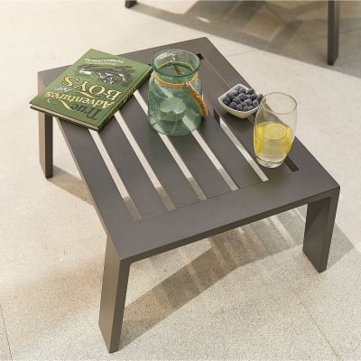 Enna Aluminium Sun Lounger Set of 2 and Side Table in Graphite Grey