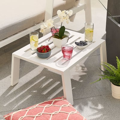 Enna Aluminium Sun Lounger Set of 2 and Side Table in Chalk White