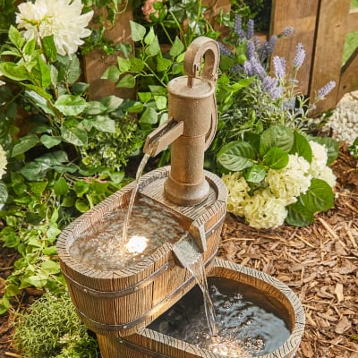 Firkin Water Feature with Lights