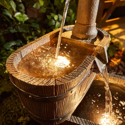 Firkin Water Feature with Lights