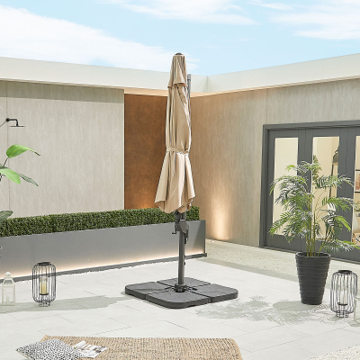 Genesis 3.5m Round Aluminium Cantilever Parasol - Beige Canopy and Grey Frame