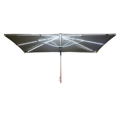 Galaxy 4.0m x 3.0m Rectangular LED Aluminium Cantilever Parasol - Beige Canopy and Grey Frame