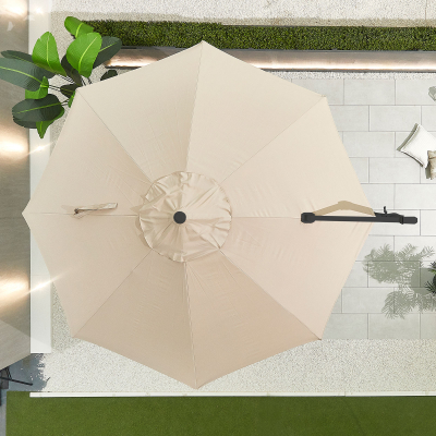 Genesis 3.5m Round Aluminium Cantilever Parasol - Beige Canopy and Grey Frame