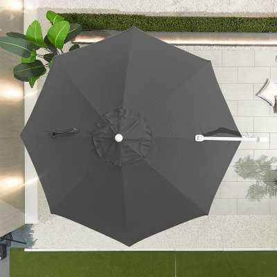 Genesis 3.5m Round Aluminium Cantilever Parasol - Grey Canopy and White Frame