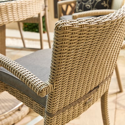 Heritage Henley 6 Seat Rattan Bar Set - Round Ice Bucket Table in White Wash