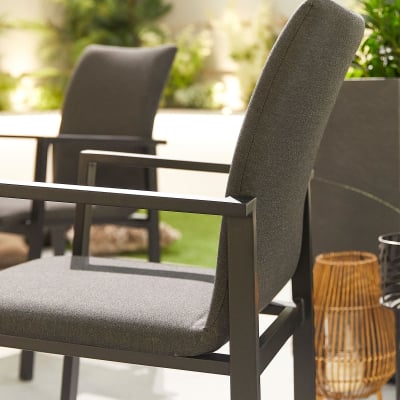 Hugo All Weather Fabric Dining Chair - Set of 4 in Charcoal Grey