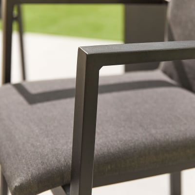 Hugo 6 Seat All Weather Fabric Aluminium Dining Set - Oval Table in Charcoal Grey