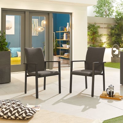 Hugo All Weather Fabric Dining Chair - Set of 4 in Charcoal Grey