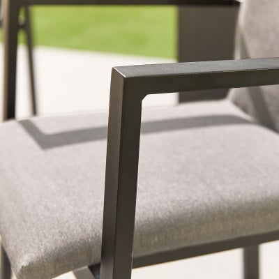 Hugo 6 Seat All Weather Fabric Aluminium Dining Set - Oval Table in Ash Grey