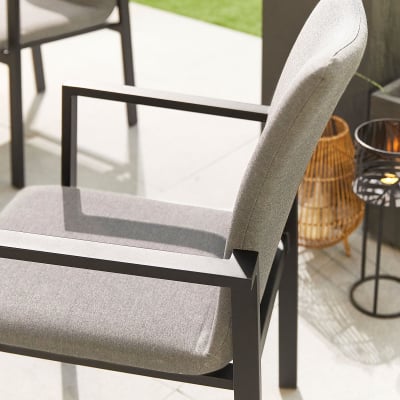 Hugo 6 Seat All Weather Fabric Aluminium Dining Set - Oval Table in Ash Grey