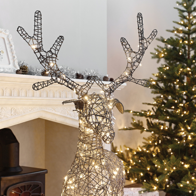 Large Rattan LED Ralph & Deer Friends in Grey