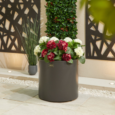 Large Round Aluminium Planter in Graphite Grey - Single Piece