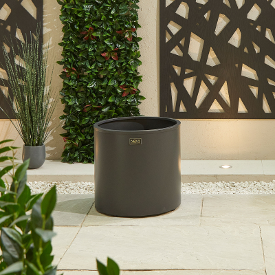 Large Round Aluminium Planter in Graphite Grey - Single Piece