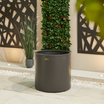 Large Round Aluminium Planter in Graphite Grey - Single Piece