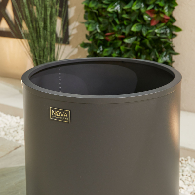 Large Round Aluminium Planter in Graphite Grey - Single Piece