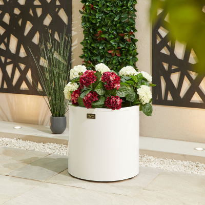 Large Round Aluminium Planter in Chalk White - Single Piece