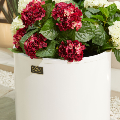 Large Round Aluminium Planter in Chalk White - Single Piece