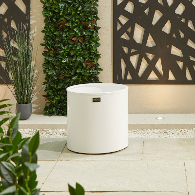 Large Round Aluminium Planter in Chalk White - Single Piece