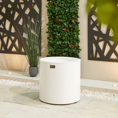 Large Round Aluminium Planter in Chalk White - Single Piece