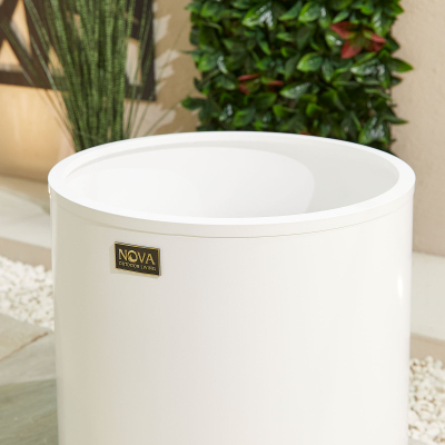 Large Round Aluminium Planter in Chalk White - Single Piece