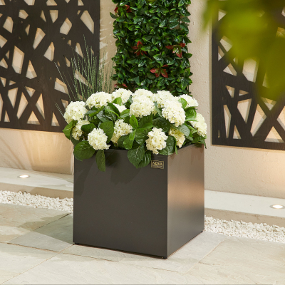 Large Square Aluminium Planter in Graphite Grey - Single Piece