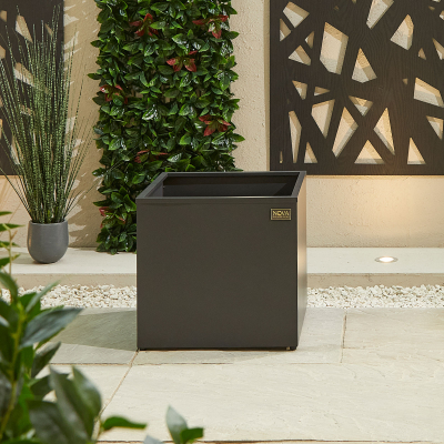 Large Square Aluminium Planter in Graphite Grey - Single Piece