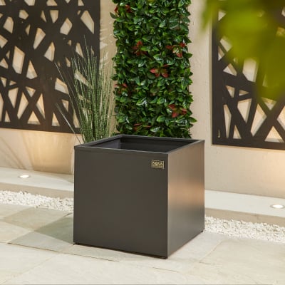 Large Square Aluminium Planter in Graphite Grey - Single Piece