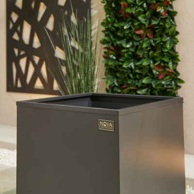 Large Square Aluminium Planter in Graphite Grey - Single Piece