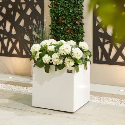 Large Square Aluminium Planter in Chalk White - Single Piece