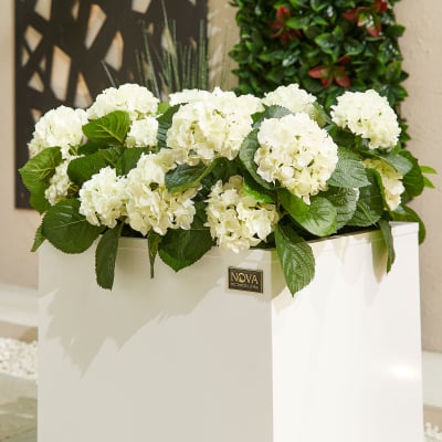 Large Square Aluminium Planter in Chalk White - Single Piece