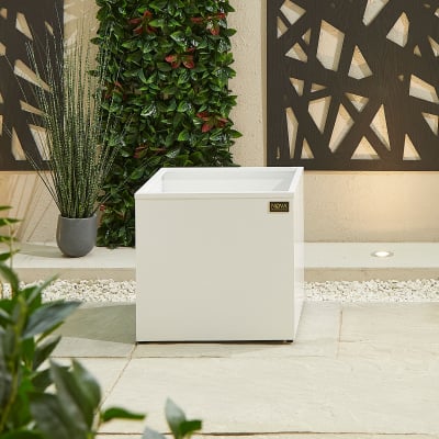 Large Square Aluminium Planter in Chalk White - Single Piece