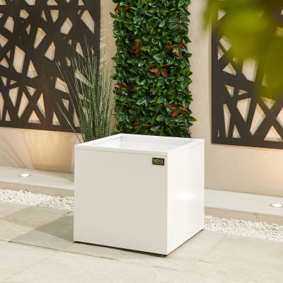 Large Square Aluminium Planter in Chalk White - Single Piece