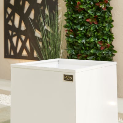 Large Square Aluminium Planter in Chalk White - Single Piece