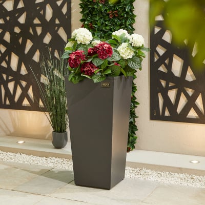 Large Tall Aluminium Planter in Graphite Grey - Single Piece